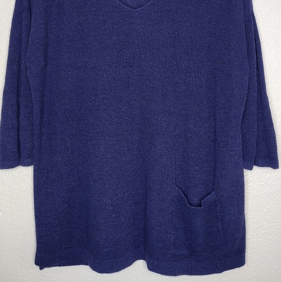 J. Jill Linen Blend Knit Lagenlook Women's V-Neck Sweater - Picture 4 of 13